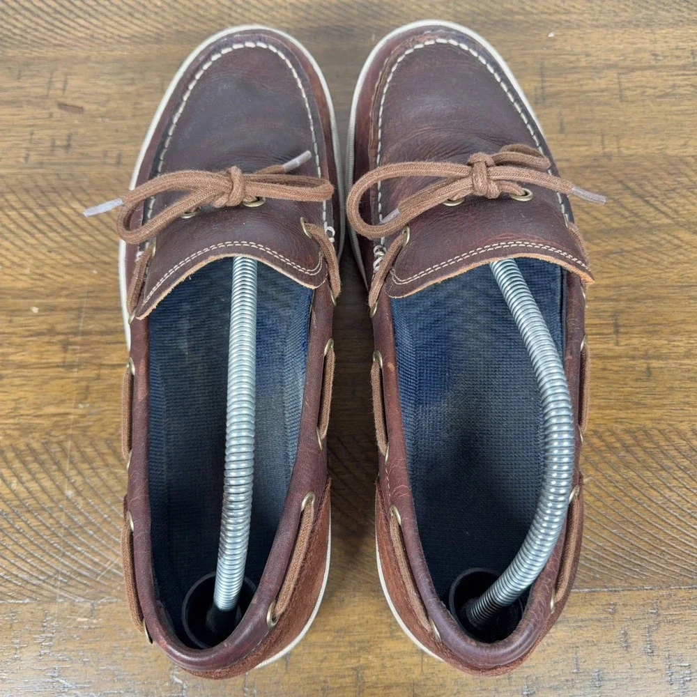 Cole Haan Boat Shoes Mens 9.5M Brown Nantucket Leather‎ Lace Up Casual Loafer